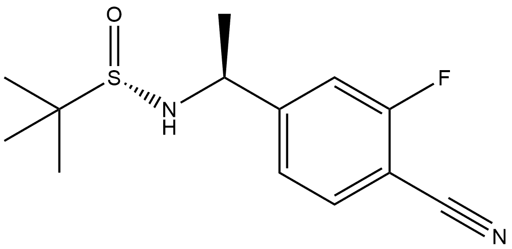 S(S)]-N-[(1S)-1-(4-氰基-3-氟苯基)乙基]-2-甲基-2-丙磺酰胺 结构式