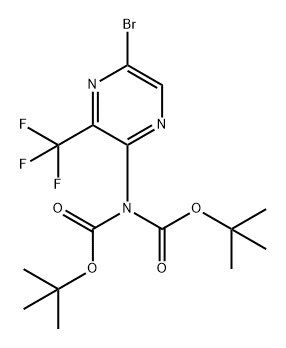 二叔丁基(5-溴-3-(三氟甲基)吡嗪-2-基)亚氨基二碳酸酯 结构式