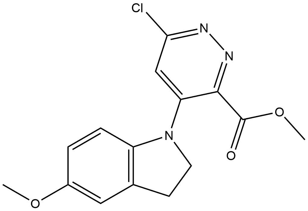 6-Chloro-4-(5-methoxy-2,3-dihydro-indol-1-yl)-pyridazine-3-carboxylic acid methyl ester 结构式