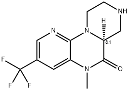 (S)-5-甲基-3-(三氟甲基)-7,8,9,10-四氢-5H-吡嗪[1,2-A]吡啶并[3,2-E]吡嗪-6(6AH)-酮 结构式