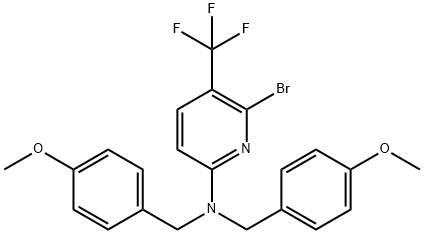 6-溴-N,N-双[(4-甲氧基苯基)甲基]-5-(三氟甲基)吡啶-2-胺 结构式
