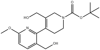 3,3'-双(羟甲基)-6-甲氧基-5',6'-二氢-[2,4'-联吡啶]-1'(2'H)-羧酸叔丁酯 结构式