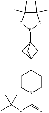 4-(3-(4,4,5,5-四甲基-1,3,2-二氧杂硼烷-2-基)双环[1.1.1]戊烷-1-基)哌啶-1-甲酸叔丁酯 结构式