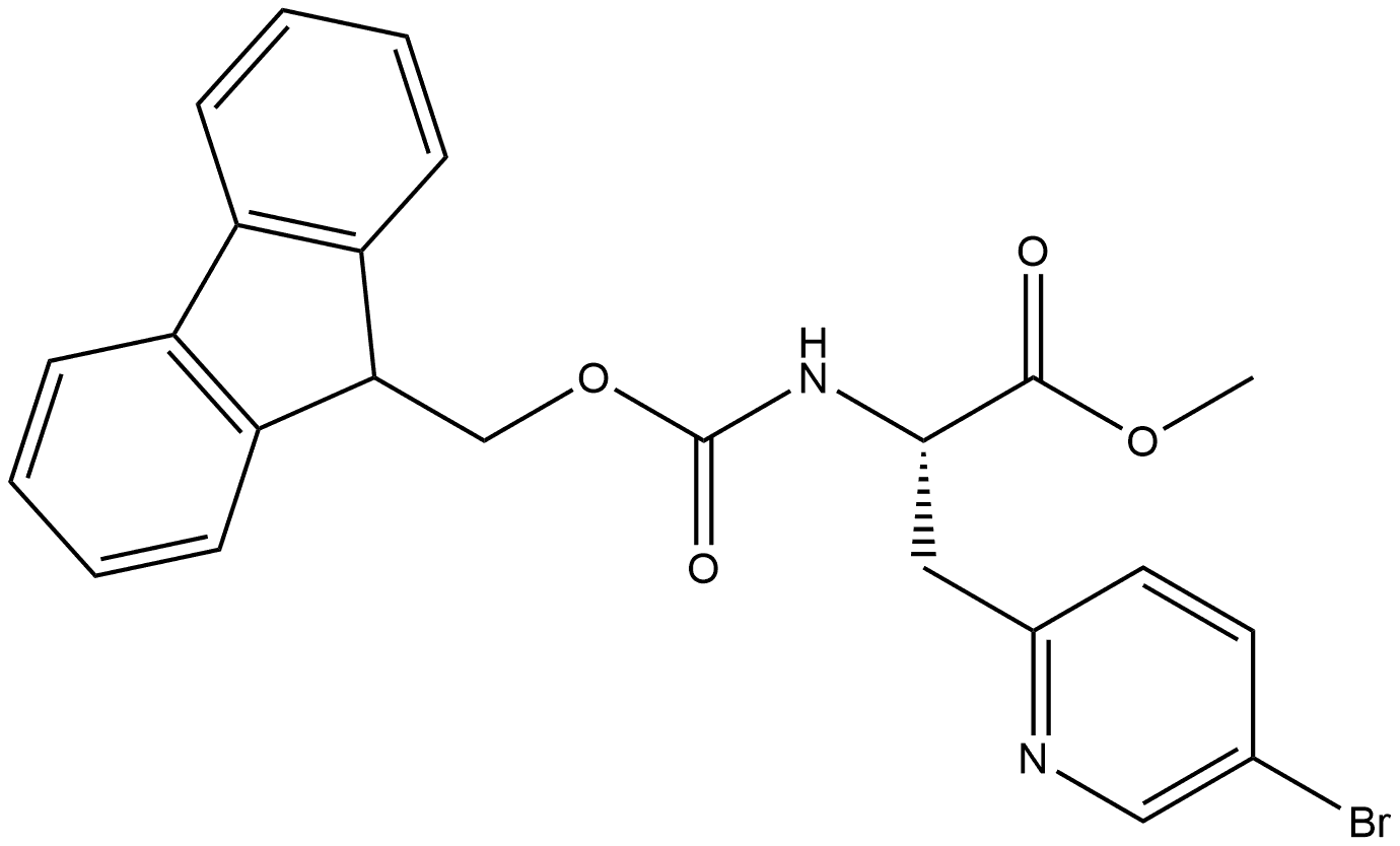 2-Pyridinepropanoic acid, 5-bromo-α-[[(9H-fluoren-9-ylmethoxy)carbonyl]amino]-, methyl ester, (αS)- (9CI) 结构式