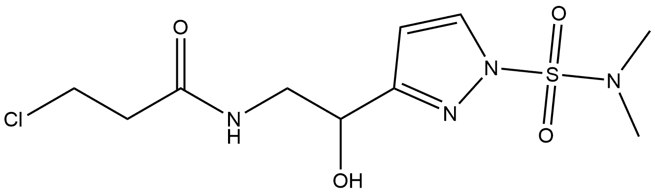 3-氯-N-[2-[1-(二甲基氨磺酰基)吡唑-3-基]-2-羟基-乙基]丙酰胺 结构式