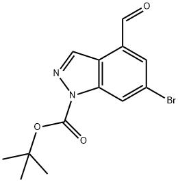 1H-Indazole-1-carboxylic acid, 6-bromo-4-formyl-, 1,1-dimethylethyl ester 结构式
