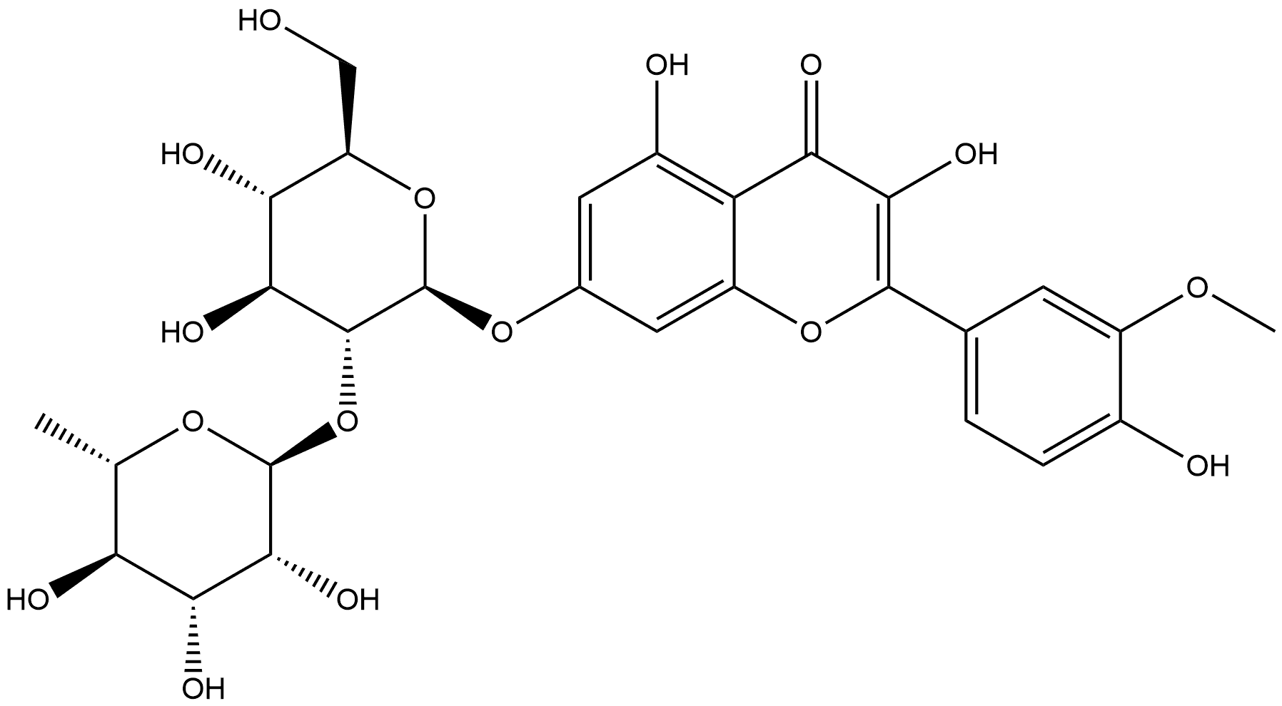 柽柳黄素 7-O-新橙皮糖苷 结构式