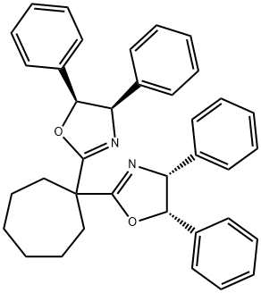 (4R,4'R,5S,5'S)-2,2'-(环庚烷-1,1-二基)双(4,5-二苯基-4,5-二氢噁唑) 结构式