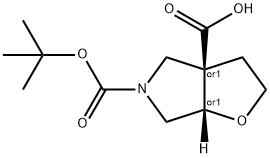 REL-(3AS,6AR)-5-(叔丁氧基羰基)六氢-3AH-呋喃并[2,3-C]吡咯-3A-羧酸 结构式