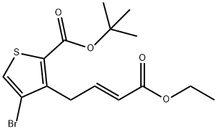 (E)-4-溴-3-(4-乙氧基-4-氧代丁-2-烯-1-基)噻吩-2-羧酸叔丁酯 结构式