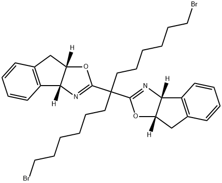 (3AR,3A'R,8AS,8A'S)-2,2'-(1,13-二溴十三烷-7,7-二基)双(3A,8A-二氢-8H-茚并[1,2-D]恶唑) 结构式