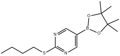 2-(丁硫基)-5-(4,4,5,5-四甲基-1,3,2-二氧硼杂环戊烷-2-基)嘧啶 结构式