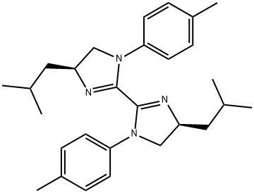 (4S,4'S)-4,4'-二异丁基-1,1'-二对甲苯基-4,4',5,5'-四氢-1H,1'H-2,2'-联咪唑 结构式