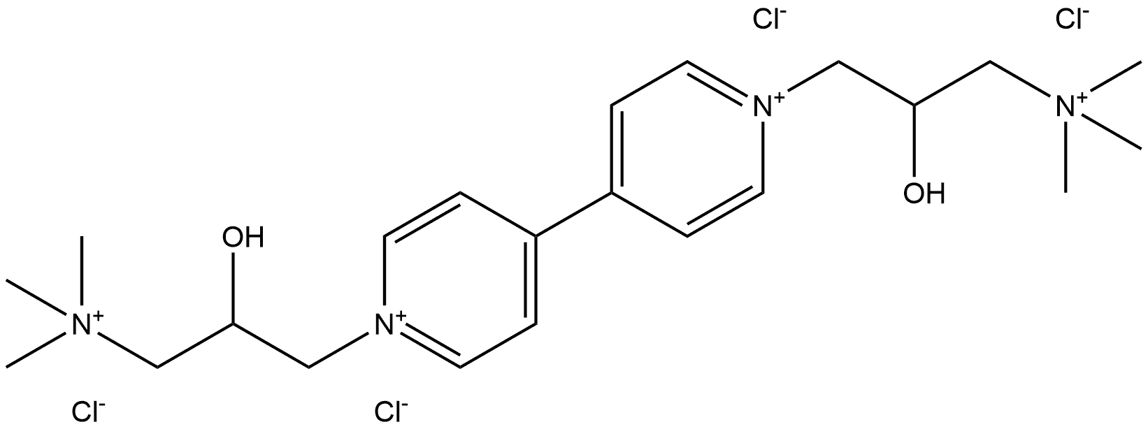 4,4′-联吡啶鎓,1,1′-双[2-羟基-3-(三甲铵基)丙基]-氯化物 结构式