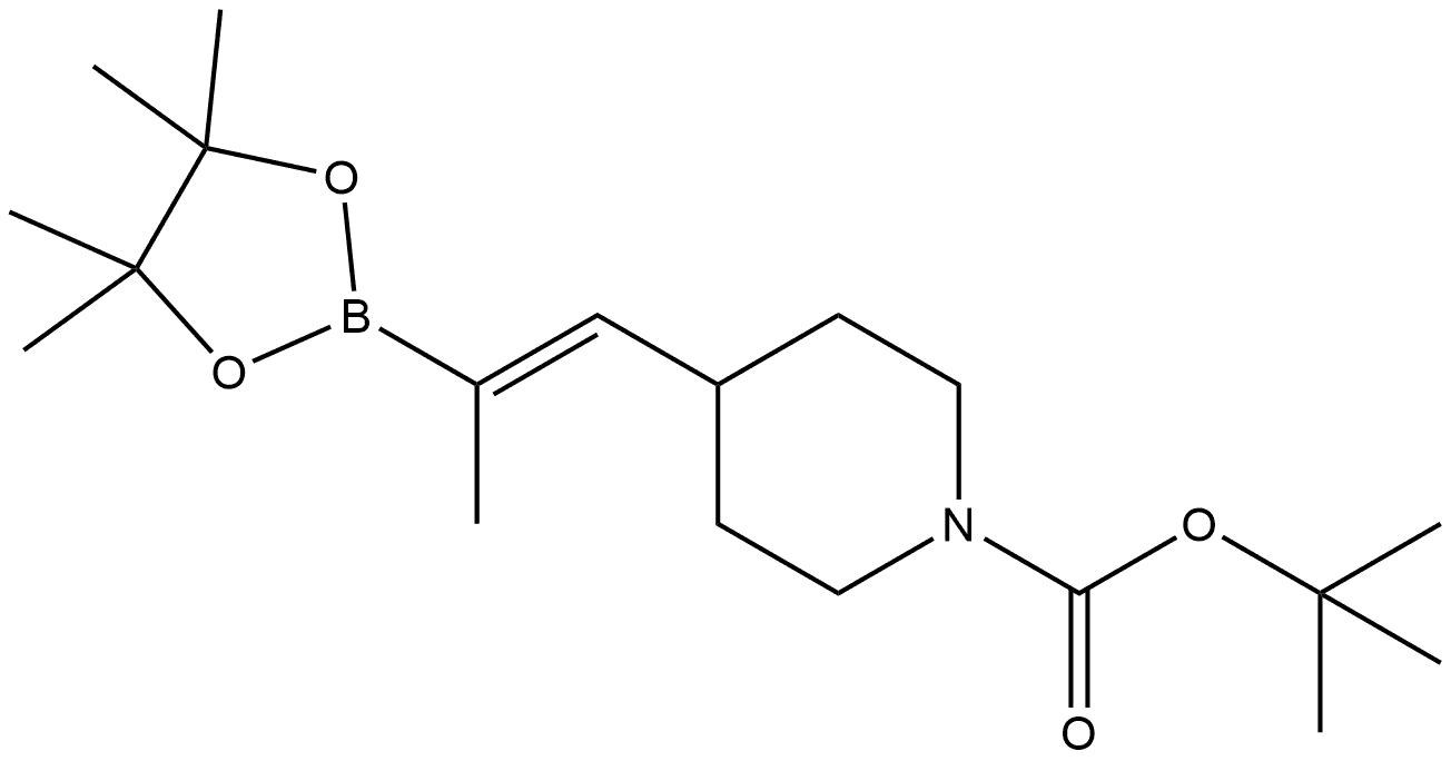 (Z)-4-(2-(4,4,5,5-四甲基-1,3,2-二氧硼杂硼烷-2-基)丙-1-烯-1-基)哌啶-1-甲酸叔丁酯 结构式