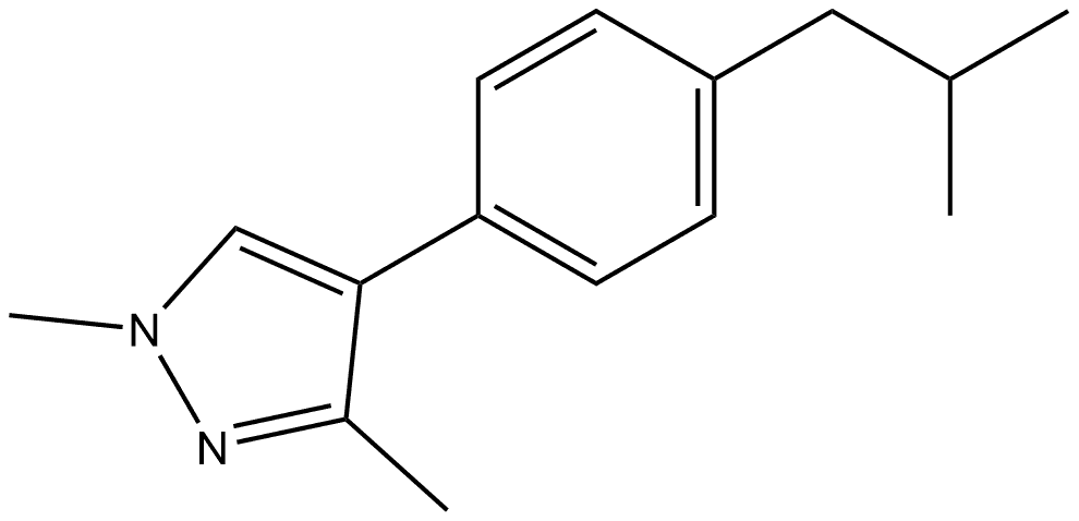 1,3-Dimethyl-4-[4-(2-methylpropyl)phenyl]-1H-pyrazole 结构式