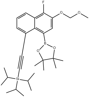 (5-氟-6-(甲氧基甲氧基)-8-(4,4,5,5-四甲基-1,3,2-二氧杂硼-2-基)萘-1-基)乙炔基)三异丙基硅烷 结构式