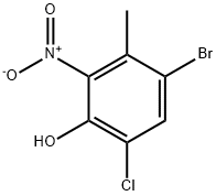 4-溴-6-氯-3-甲基-2-硝基苯酚 结构式