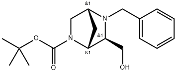 (1R,4R,6R)-5-苄基-6-(羟基甲基)-2,5-二氮杂二环[2.2.1]庚烷-2-羧酸叔丁酯 结构式