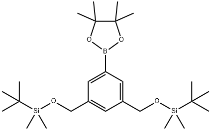 (((5-(4,4,5,5-四甲基-1,3,2-二氧杂硼杂环戊烷-2-基)-1,3-亚苯基)双(亚甲基))双(氧基))双(叔丁基二甲基硅烷) 结构式