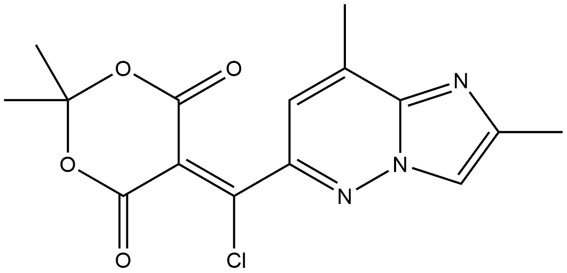 5-[Chloro(2,8-dimethylimidazo[1,2-b]pyridazin-6-yl)methylene]-2,2-dimethyl-1,3-dioxane-4,6-dione 结构式