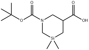 1-(叔丁氧羰基)-3,3-二甲基-1,3-氮杂硅烷-5-羧酸 结构式