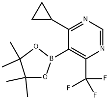 4-环丙基-5-(4,4,5,5-四甲基-1,3,2-二氧杂硼烷-2-基)-6-(三氟甲基)嘧啶 结构式