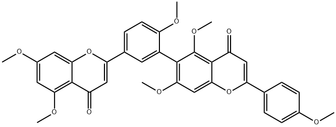 4H-1-Benzopyran-4-one, 6-[5-(5,7-dimethoxy-4-oxo-4H-1-benzopyran-2-yl)-2-methoxyphenyl]-5,7-dimethoxy-2-(4-methoxyphenyl)- 结构式