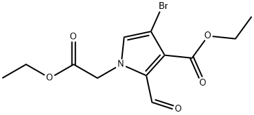 4-溴-3-(乙氧羰基)-2-甲酰基-1H-吡咯-1-乙酸乙酯 结构式