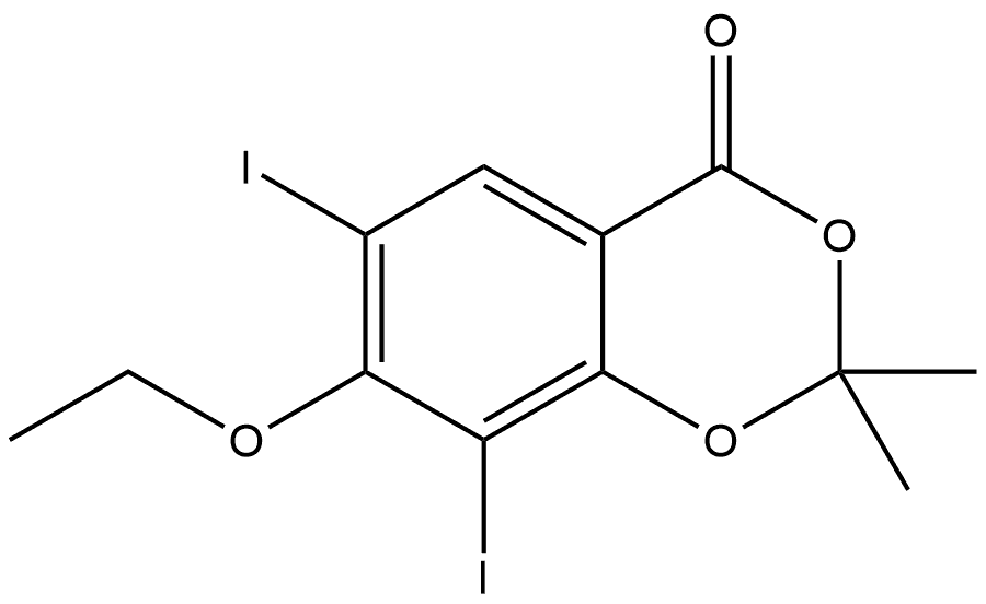 7-Ethoxy-6,8-diiodo-2,2-dimethyl-4H-1,3-benzodioxin-4-one 结构式
