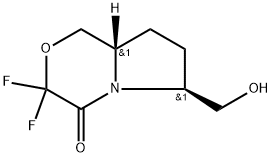 REL-3,3-二氟-6-(羟甲基)四氢1H-吡咯并[2,1-C][1,4]恶嗪-4(3H)-酮 结构式