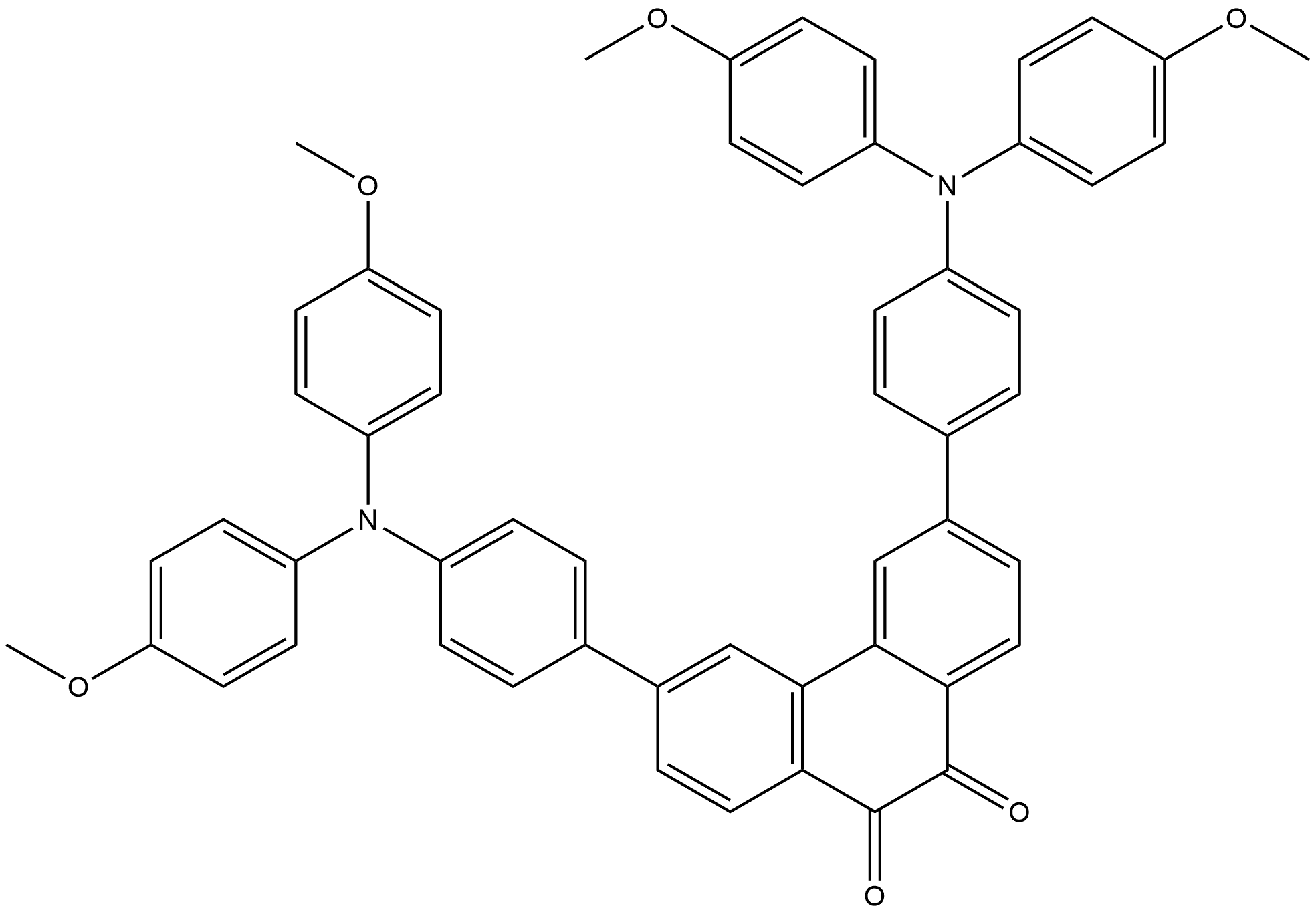 3,6-双(4-(双(4-甲氧基苯基)氨基)苯基)菲-9,10-二酮 结构式