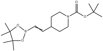 4-(2-(4,4,5,5-四甲基-1,3,2-二氧硼杂环戊烷-2-基)乙烯基)哌啶-1-羧酸叔丁酯 结构式