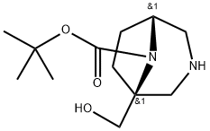 (1S,5R)-1-(羟甲基)-3,8-二氮杂双环[3.2.1]辛烷-8-羧酸叔丁酯 结构式