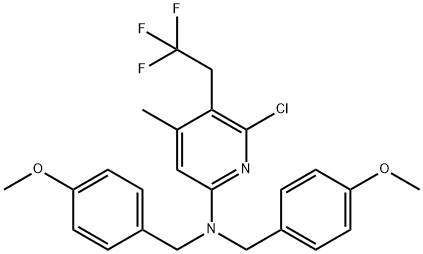 6-氯-N-双(4-甲氧基苄基)-4-甲基-5-(2,2,2-三氟乙基)吡啶-2-胺 结构式