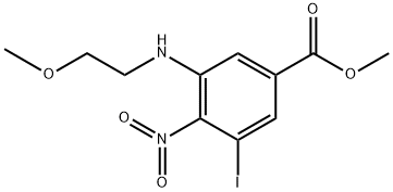 3-碘-5-((2-甲氧基乙基)氨基)-4-硝基苯甲酸甲酯 结构式