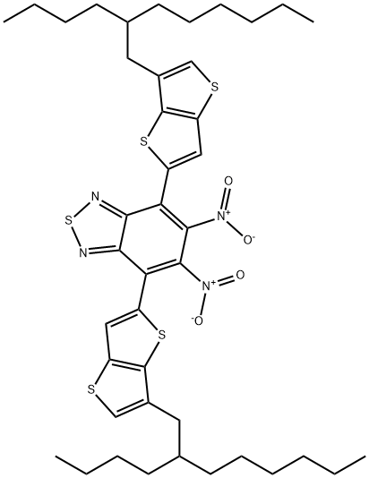 2,1,3-Benzothiadiazole, 4,7-bis[6-(2-butyloctyl)thieno[3,2-b]thien-2-yl]-5,6-dinitro- 结构式