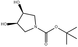 (3R,4S)-3,4-羟基吡咯烷-1-羧酸叔丁酯 结构式