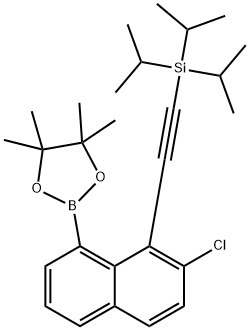 ((2-氯-8-(4,4,5,5-四甲基-1,3,2-二氧杂硼烷-2-基)萘-1-基)乙炔基)三异丙基硅烷 结构式