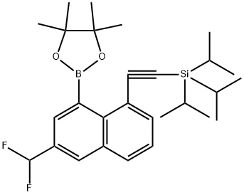 (6-(二氟甲基)-8-(4,4,5,5-四甲基-1,3,2-二氧杂硼-2-基)萘-1-基)乙炔基)三异丙基硅烷 结构式