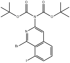 二叔丁基(1-溴-8-碘异喹啉-3-基)亚氨基二碳酸酯 结构式