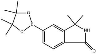 3,3-二甲基-5-(4,4,5,5-四甲基-1,3,2-二氧硼杂环戊烷-2-基)异吲哚啉-1-酮 结构式