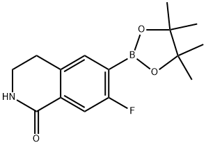 7-氟-6-(4,4,5,5-四甲基-1,3,2-二氧硼杂环戊烷-2-基)-3,4-二氢异喹啉-1(2H)-酮 结构式