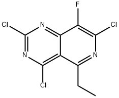 2,4,7-三氯-5-乙基-8-氟吡啶并[4,3-D]嘧啶 结构式