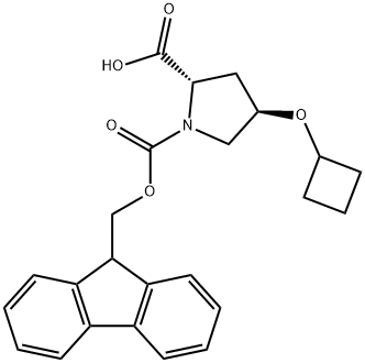 1,2-Pyrrolidinedicarboxylic acid, 4-(cyclobutyloxy)-, 1-(9H-fluoren-9-ylmethyl) ester, (2S,4R)- 结构式