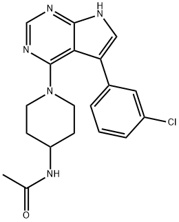 N-[1-[5-(3-氯苯基)-7H-吡咯并[2,3-D]嘧啶-4-基]-4-哌啶基]乙酰胺 结构式