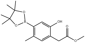 2-(2-羟基-5-甲基-4-(4,4,5,5-四甲基-1,3,2-二氧杂硼-2-基)苯基)乙酸甲酯 结构式