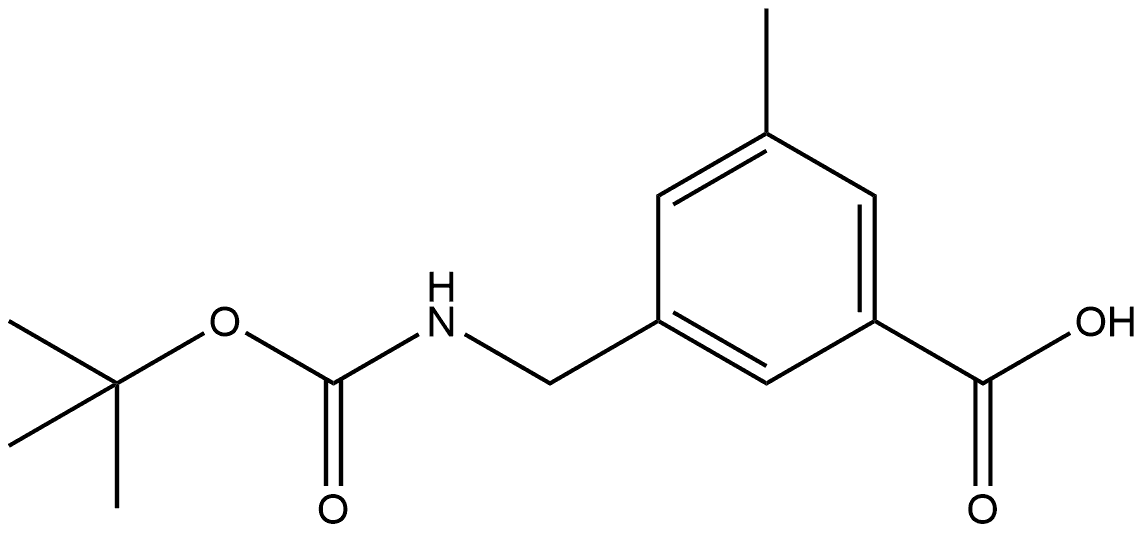 3-((叔丁氧基羰基)氨基)甲基)-5-甲基苯甲酸 结构式