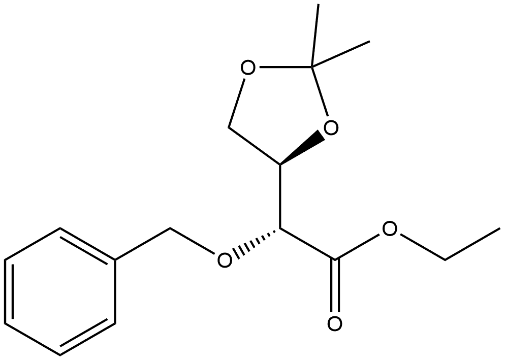 1,3-Dioxolane-4-acetic acid, 2,2-dimethyl-α-(phenylmethoxy)-, ethyl ester, (αR,4R)- 结构式