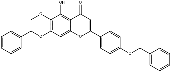 4H-1-Benzopyran-4-one, 5-hydroxy-6-methoxy-7-(phenylmethoxy)-2-[4-(phenylmethoxy)phenyl]- 结构式